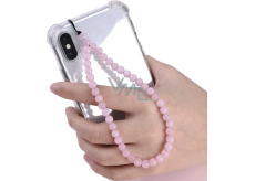 Bransoletka na telefon przeciwko utracie, naturalny kamień różowy kwarc 6 mm / 26,5 cm, kamień miłości
