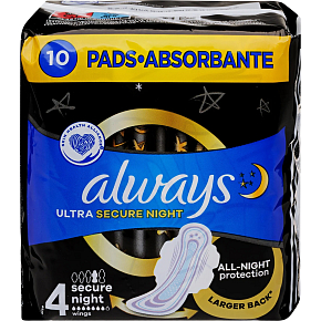 Always Ultra Secure Night Protection wkładki higieniczne z skrzydełkami 10 sztuk