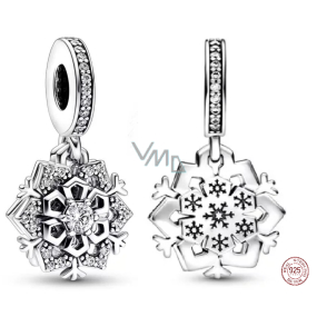 Zawieszka ze srebra próby 925 Sněżynka z cyrkoniami 2w1, charms do bransoletki na Boże Narodzenie Zawieszka ze srebra próby 925 Sněżynka z cyrkoniami 2w1, charms do bransoletki na Boże Narodzenie