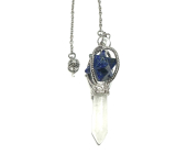 Lapis Lazuli Merkaba wahadło + kryształ górski, wisiorek z naturalnego kamienia, kamień transformacji