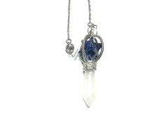Lapis Lazuli Merkaba wahadło + kryształ górski, wisiorek z naturalnego kamienia, kamień transformacji
