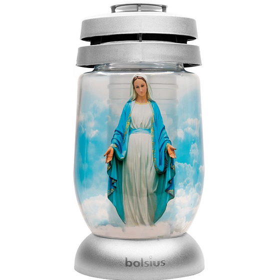 Bolsius Svatá Maria skleněná hřbitovní lampa, doba hoření až 36 hodin 23 cm 120 g