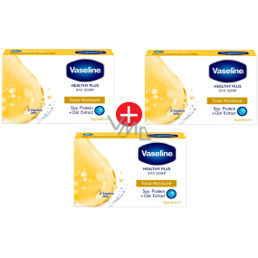 Vaseline Total Moisture tuhé toaletní mýdlo se sojovým proteinem a ovesným extraktem 3 x 75 g