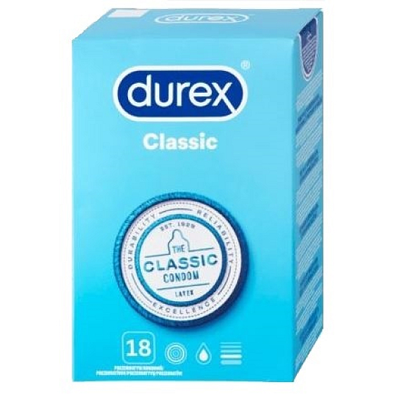 Durex Classic klasyczny kondom nominalna szerokość: 56 mm 18 sztuk