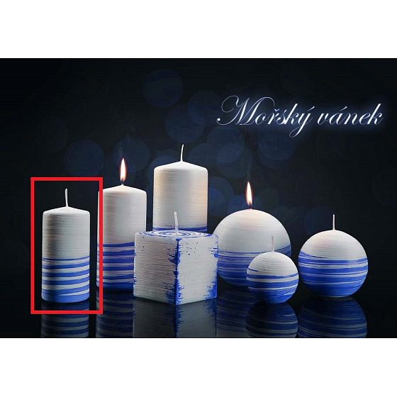 Lima Aromatická spirála Mořský vánek svíčka bílo - modrá válec 50 x 100 mm 1 kus