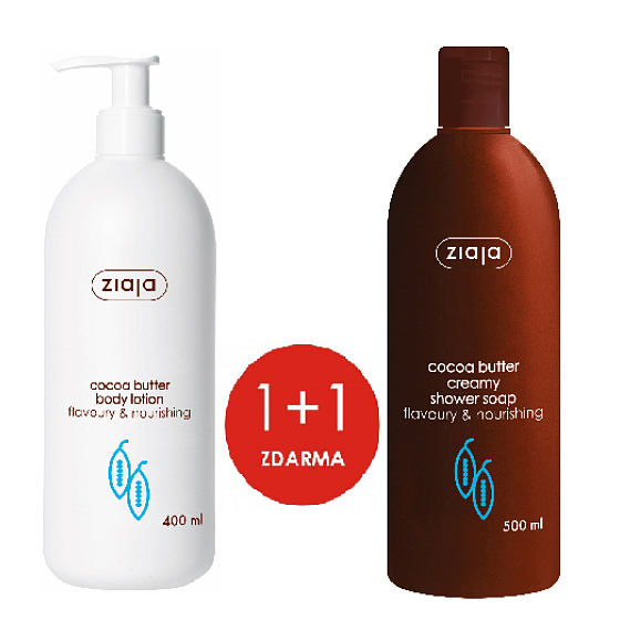 Ziaja Kakaové máslo tělové mléko 400 ml + krémové sprchové mýdlo 500 ml, duopack