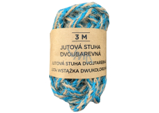 Albi Jutová stuha dwubarwna Niebieska z naturalną 3 m