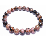 Rodonit ciemny bransolet elastyczny naturalny kamień, koralik 8 mm / 16 - 17 cm, kamień odpuszczania