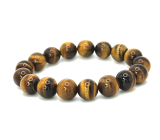 Tygry Oko Bransoletka elastyczna naturalny kamień, kuleczka 12 mm / 16 - 17 cm, kamień słońca i ziemi, przynosi szczęście i bogactwo