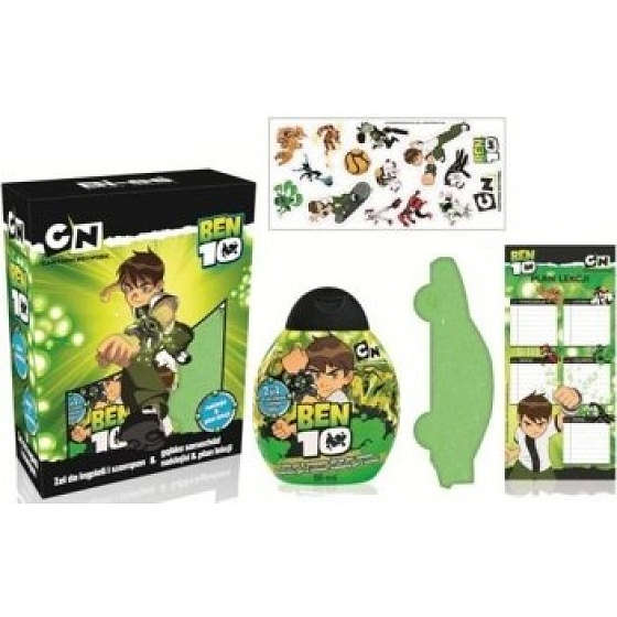 Cartoon Network Ben 10 2v1 sprchový gel a šampón 250 ml + houbičku na mytí