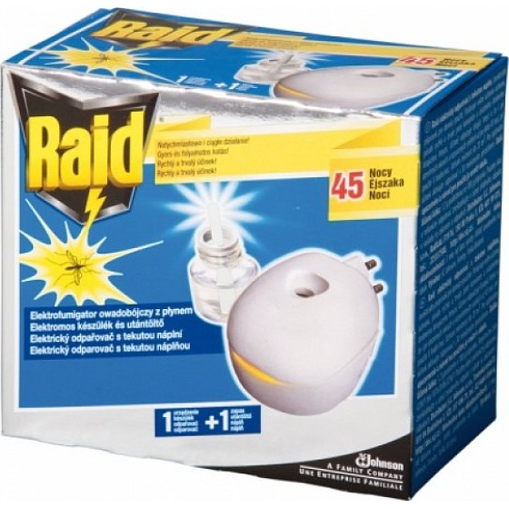 Raid elektrický odpařovač s tekutou náplní 45 nocí proti létajícímu hmyzu