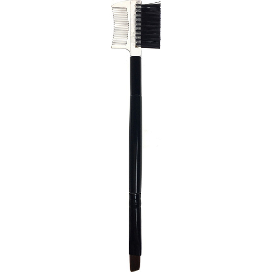 Kosmetický štětec oboustranný + hřebínek na obočí a řasy 13,5 cm