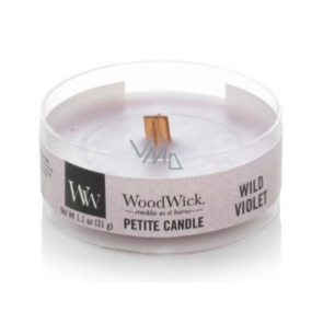 WoodWick Wild Violet - Divoká fialka vonná svíčka s dřevěným knotem petite 31 g
