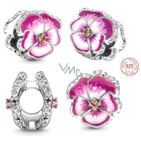 Charm Srebrny 925 Różowa macierzanka, koralik na bransoletkę przyroda Charm Srebrny 925 Różowa macierzanka, koralik na bransoletkę przyroda