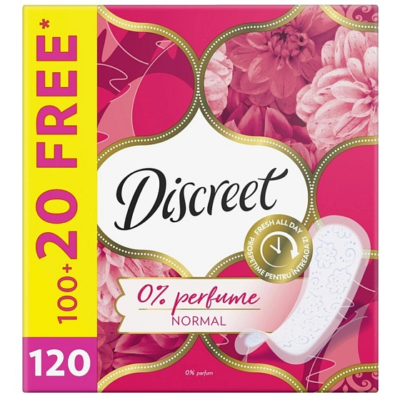Discreet Normal deo No Perfume wkładki higieniczne do codziennego użytku 120 sztuk