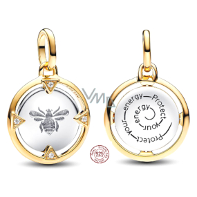 Zawieszka ze srebra próby 925 Mini medalion Chroń swoją energię, zawieszka do bransoletki