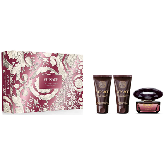 Versace Crystal Noir parfémovaná voda 50 ml + sprchový gel 50 ml + tělové mléko 50 ml, dárková sada pro ženy