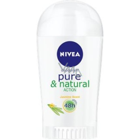 Nivea Pure & Natural Action s vůní jasmínu antiperspirant deodorant stick pro ženy 40 ml