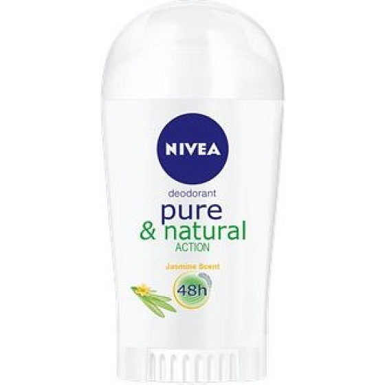 Nivea Pure & Natural Action s vůní jasmínu antiperspirant deodorant stick pro ženy 40 ml
