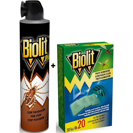 Biolit Plus Stop pavoukům sprej 400 ml + Biolit polštářky do elektrického odpuzovače komárů náplň 20 kusů