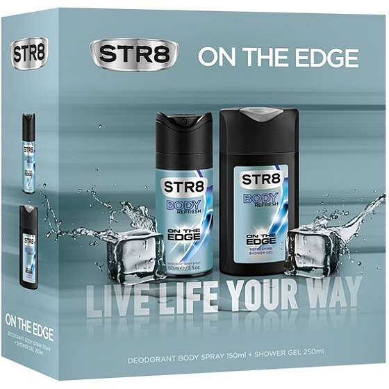 Str8 On The Edge deodorant sprej pro muže 150 ml + sprchový gel 250 ml, kosmetická sada