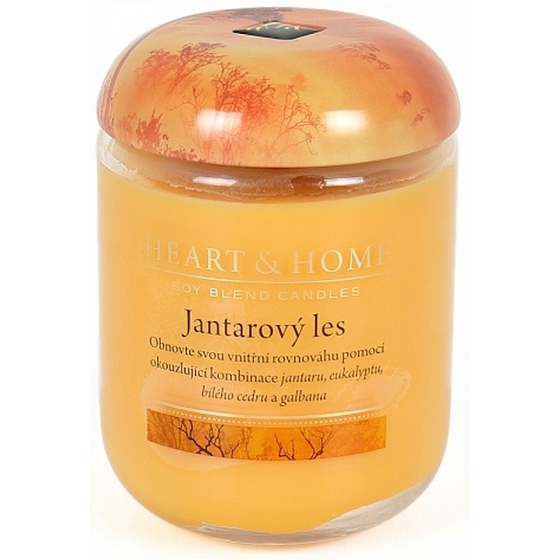 Heart & Home Jantarový les Sojová vonná svíčka velká hoří až 70 hodin 310 g