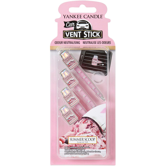Yankee Candle Summer Scoop - Kopeček letní zmrzliny vonné kolíčky do auta 29 g x 4 kusy