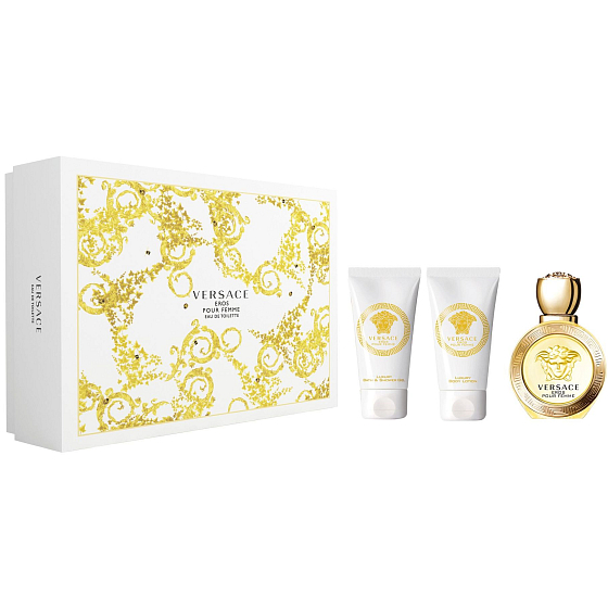 Versace Eros pour Femme toaletní voda pro ženy 50 ml + sprchový gel 50 ml + tělové mléko 50 ml, dárková sada