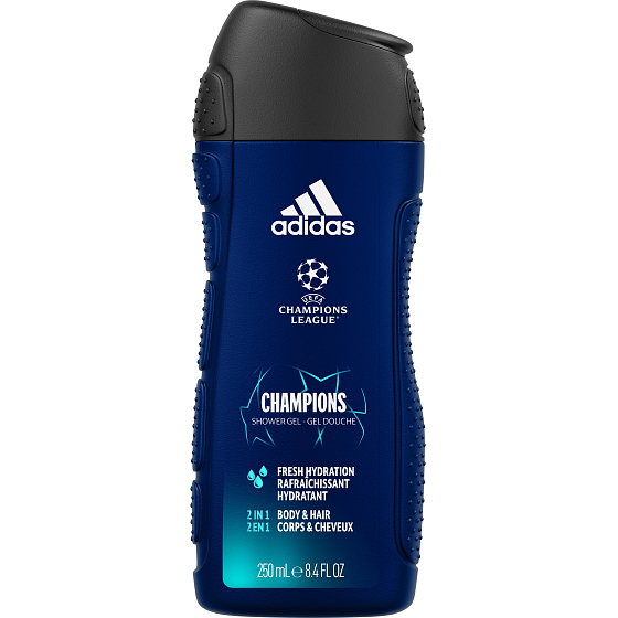 Adidas UEFA Champions League 2v1 sprchový gel a šampon na vlasy pro muže 250 ml