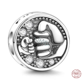 Zawieszka ze srebra 925 Sterling - pozdrav, koralik do bransoletki przyjaźni