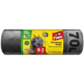 Fino Zeus Flex Worki na śmieci z zamknięciem czarne 23 µ, 70 litrów 55 x 85 cm, 8 + 2 sztuki