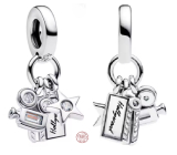 Charm Sterlingové stříbro 925 Hollywood Kamera a Hvězda, pro milovníky filmu, přívěsek na náramek film