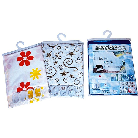 Clanax Firanka prysznicowa z kółkami 180 x 200 cm różne motywy 1 sztuka