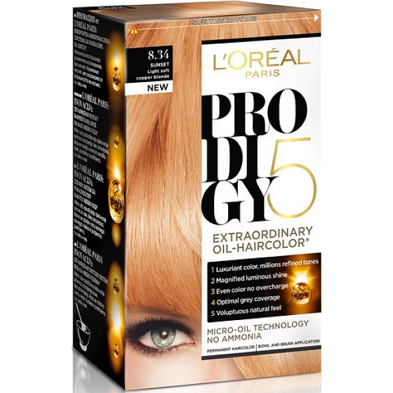 Loreal Paris Prodigy 5 barva na vlasy 8.34 světlá blond měděná