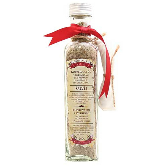 Bohemia Gifts Šalvěj s bylinkami povzbuzující sůl do koupele se šalvějí a s filtračním sáčkem 260 g skleněný obal