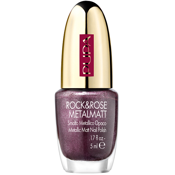 Pupa Rock & Rose Metal Matt metalický matný lak efekt 3D 002 Rock Burgundy 5 ml