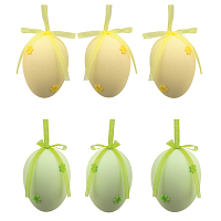 Wielkanocne plastowe jajka do zawieszenia 5 cm, z kwiatkiem, 6 sztuk w opakowaniu
