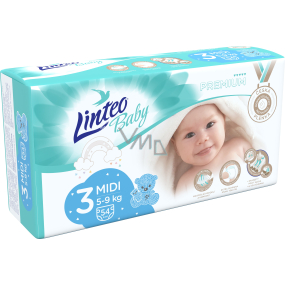 Linteo Baby Premium 3 Midi 5 - 9 kg jednorazowe pieluszki 54 sztuki