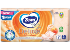 Zewa Deluxe Aqua Tube Kaszmirowy Brzoskwiniowy perfumowany papier toaletowy 150 arkuszy 3-warstwowy 8 sztuk, rolka, którą możesz spłukać