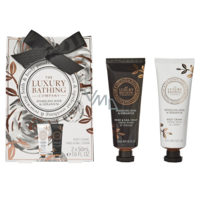 Grace Cole Růže & Geránium tělový krém 50 ml + krém na ruce a nehty 50 ml, kosmetická sada pro ženy