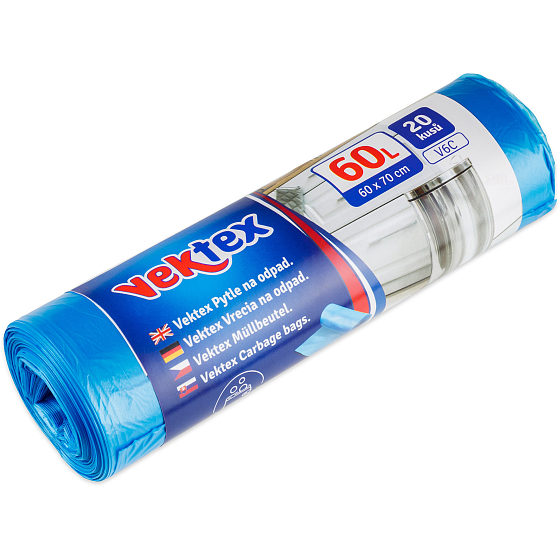 Vektex Worki na odpady niebieskie 9 µ, 60 litrów 60 x 70 cm 20 sztuk