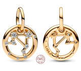 Charm Srebrny 925 Pozłacany znak zodiaku Wagi, wisiorek na bransoletkę
