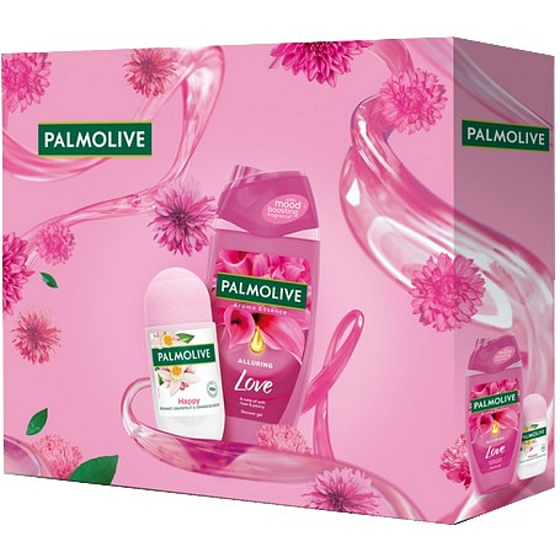 Palmolive Aroma Essence Alluring Love sprchový gel 250 ml + Happy antiperspirant roll-on 50 ml, kosmetická sada pro ženy