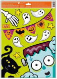 Folia okienna halloween wykukujące straszydła czarna kotka 30 x 42 cm