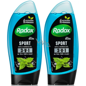 Radox Men Sporty Watermint & Sea Minerals 3v1 sprchový gel a šampon pro muže 2 x 250 ml, duopack