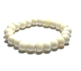 Kość Jaka Biała Tybetańska Bransoletka Elastyczna Naturalny Kamień, Kulka 10 mm / 16 - 17cm, Ochronny Przedmiot, Amulet