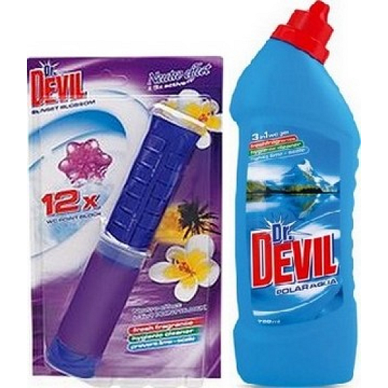 Dr. Devil Sunset Blossom Point Block Wc 75 ml + Dr. Devil Polar Aqua tekutý čistič 750 ml