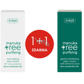 Ziaja Manuka Tree denní krém normalizační 50 ml + noční krém jemně exfoliační 50 ml, duopack Ziaja Manuka Tree denní krém normalizační 50 ml + noční krém jemně exfoliační 50 ml, duopack