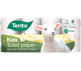 Tento Kids papier toaletowy biały z nadrukiem owieczek 150 sztuk 3 warstwowy 8 sztuk