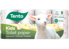Tento Kids papier toaletowy biały z nadrukiem owieczek 150 sztuk 3 warstwowy 8 sztuk